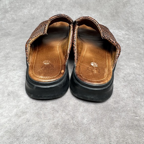 Ariat Bridgeport Women's Brown Floral Leather Slides Sandals Size 9B - Picture 3 of 8